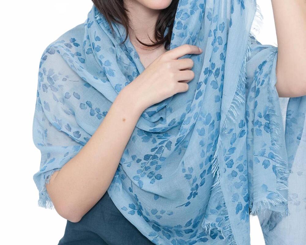NEW BLUEBERRY wisteria scarf in sky flora